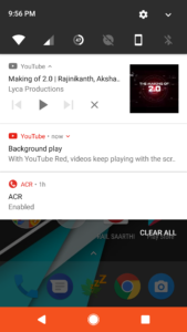 YouTube Playback Notification Bar
